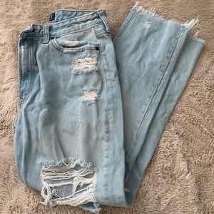 Girlfriend ripped light wash jeans